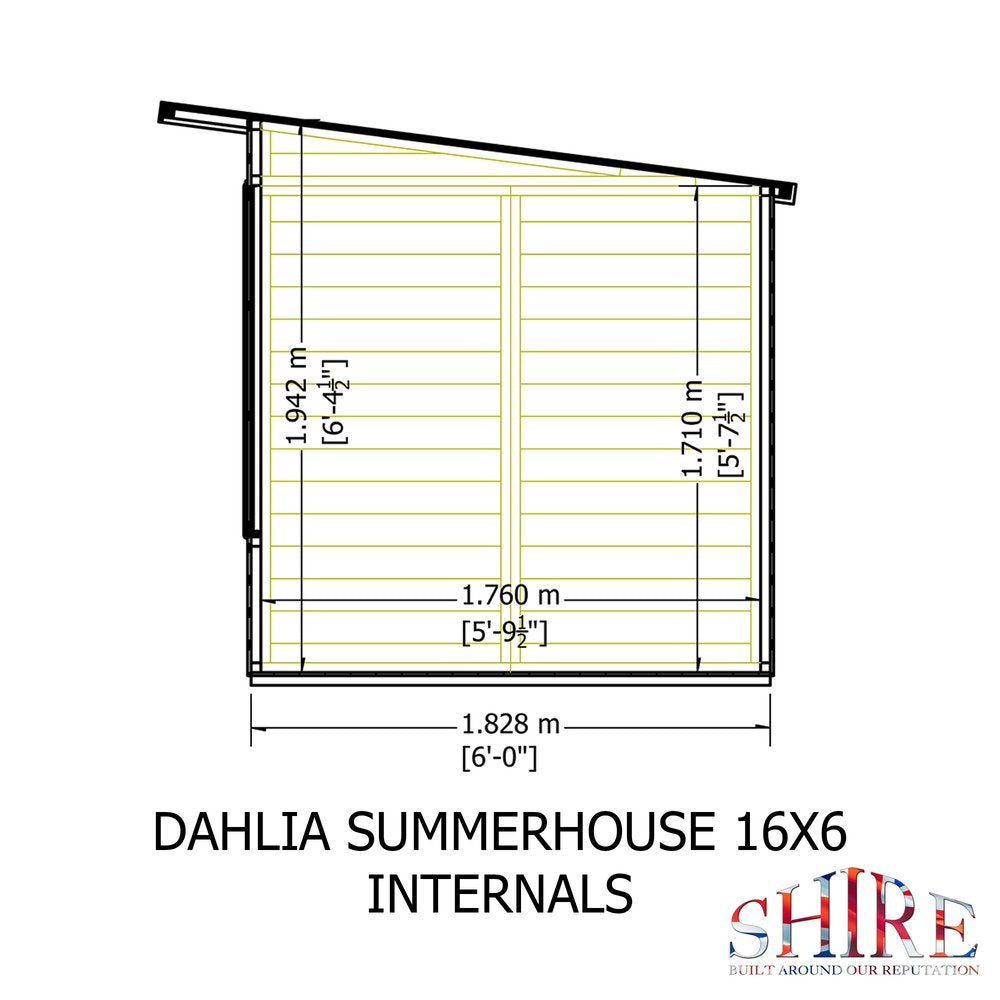 Shire Dahlia 16 x 6 Pent Summerhouse