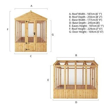 Mercia 8 x 6 Woodsman Apex Greenhouse - Glass