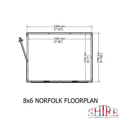 Shire Norfolk 8x6 Single Door Shiplap Style A