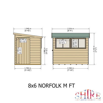 Shire Norfolk 8x6 Single Door Shiplap Style A