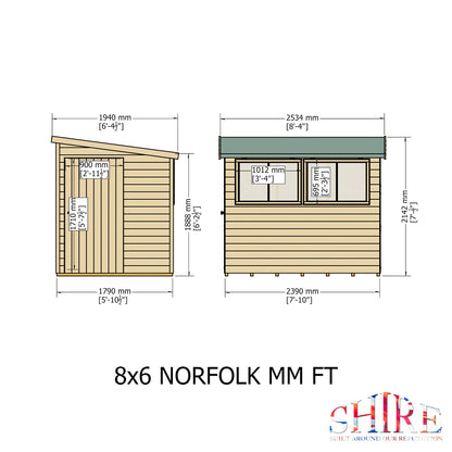 Shire Norfolk 8x6 Single Door Shiplap Style A