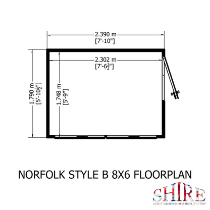 Shire Norfolk 8x6 Single Door Loglap Style B