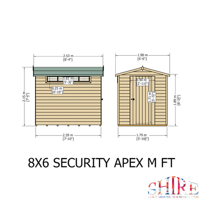 Shire Security Apex 8x6 Single Door Shiplap