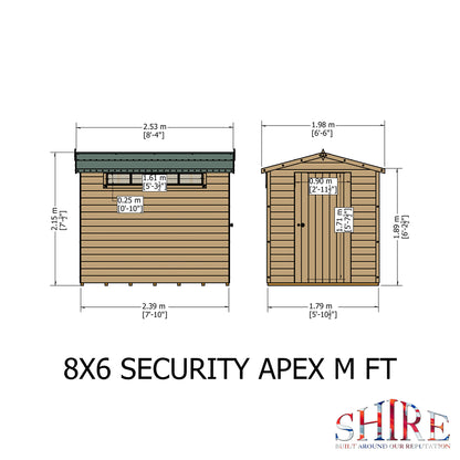 Shire Security Apex 8x6 Single Door Shiplap