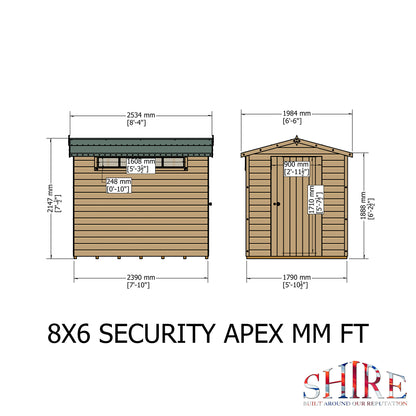 Shire Security Apex 8x6 Single Door Shiplap