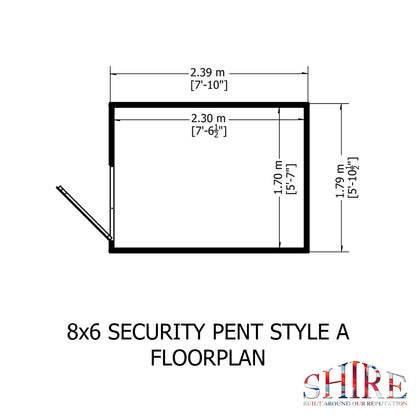 Shire Security Pent 8x6 Single Door Loglap