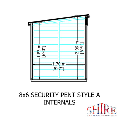 Shire Security Pent 8x6 Single Door Loglap