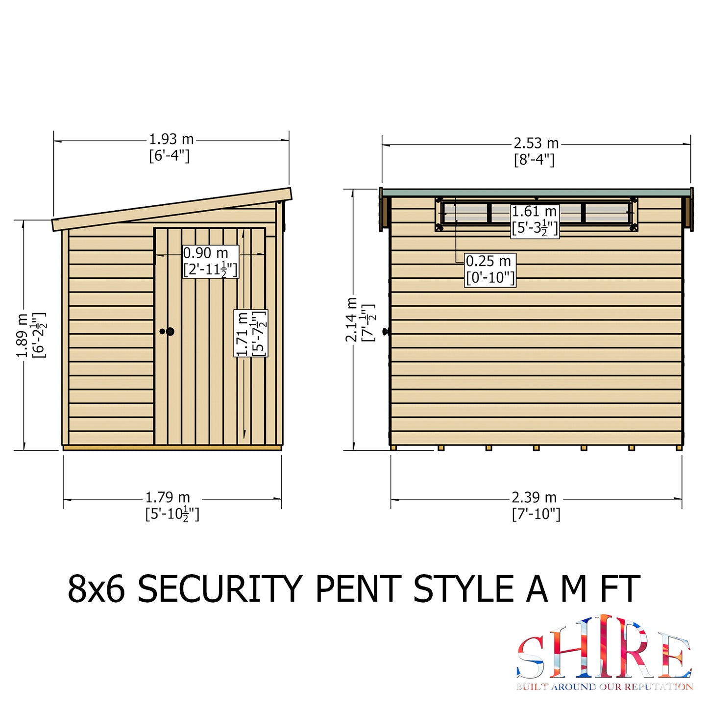Shire Security Pent 8x6 Single Door Loglap