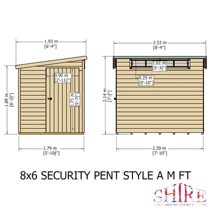 Shire Security Pent 8x6 Single Door Loglap
