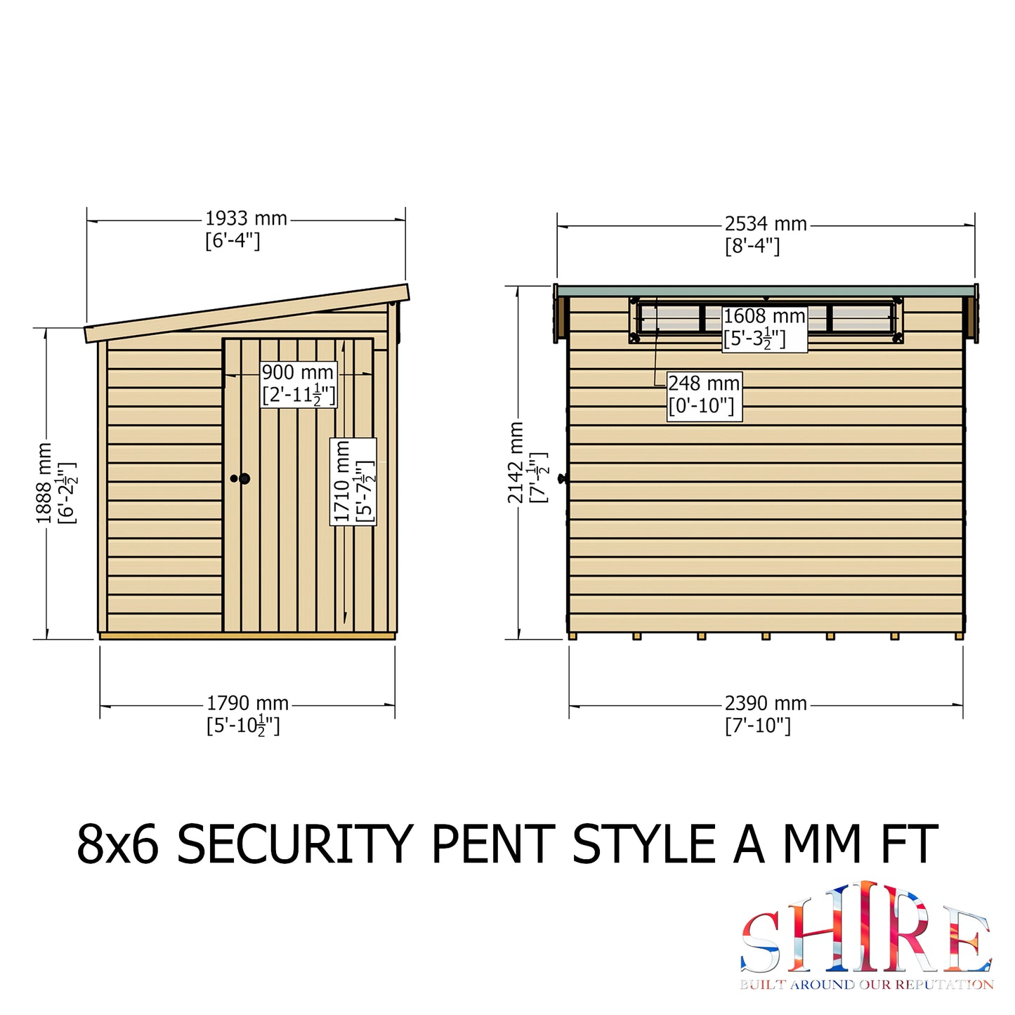 Shire Security Pent 8x6 Single Door Loglap