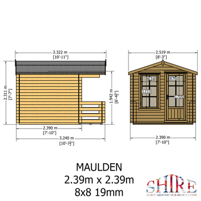 Shire Maulden with veranda 8x8 19mm Log Cabin