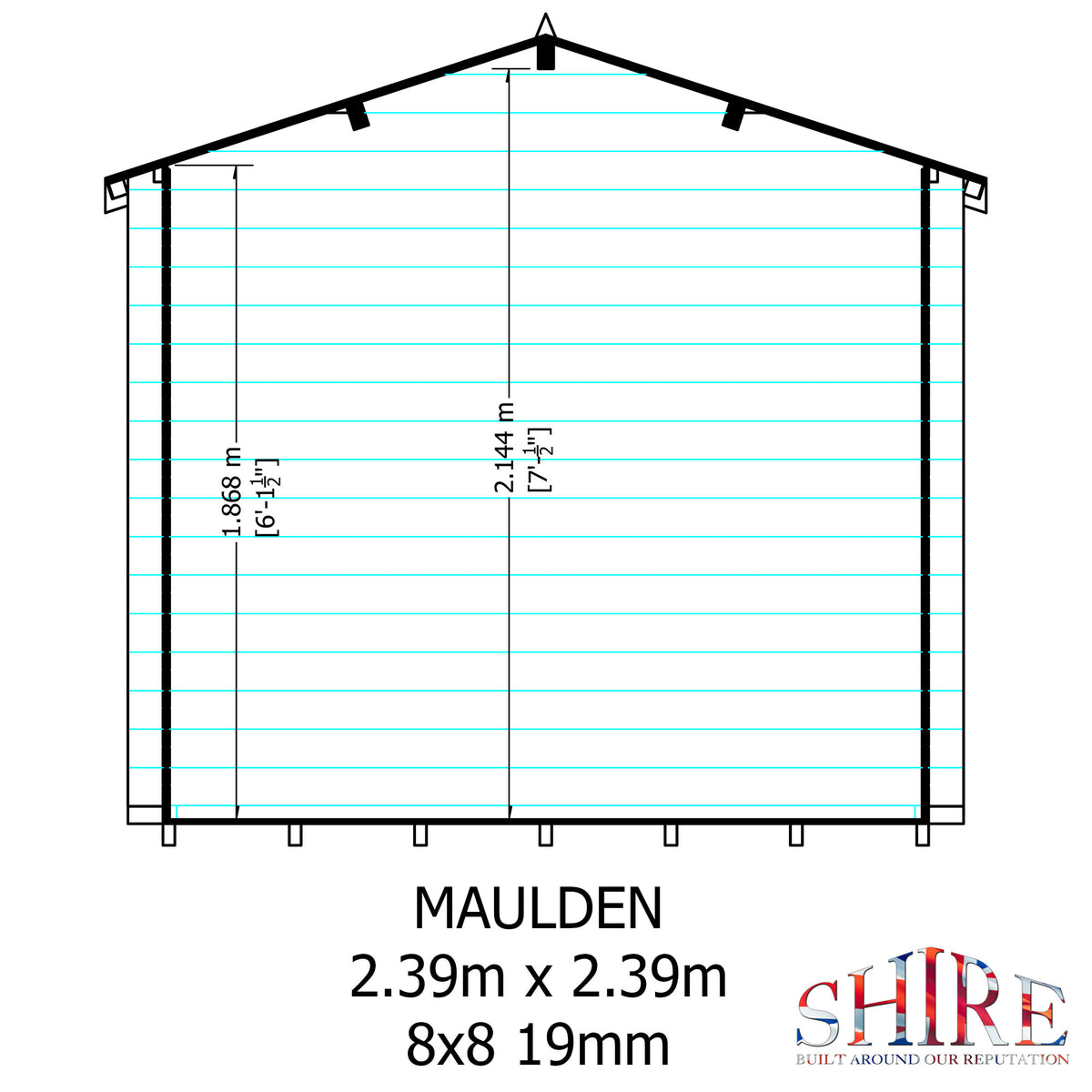 Shire Maulden with veranda 8x8 19mm Log Cabin