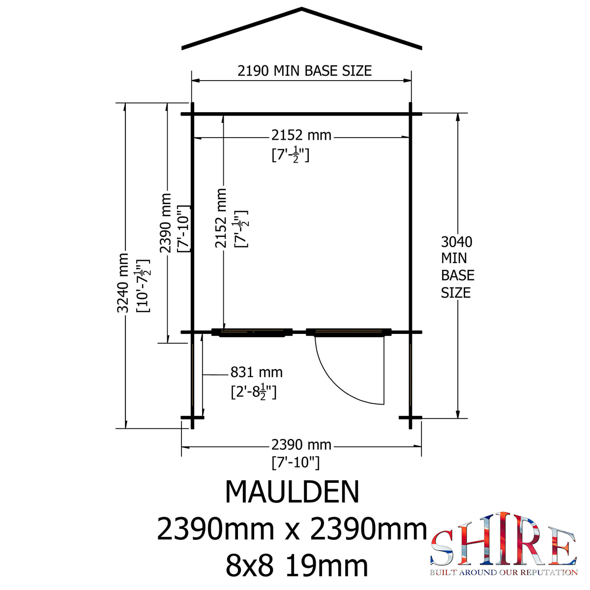Shire Maulden with veranda 8x8 19mm Log Cabin