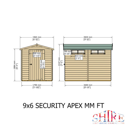 Shire Security Apex 9x6 Single Door Loglap