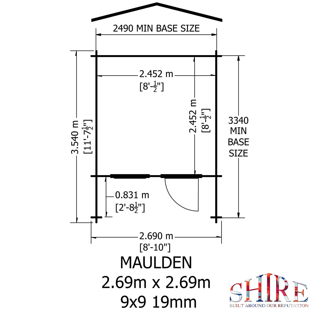 Shire Maulden with veranda 9x9 19mm Log Cabin