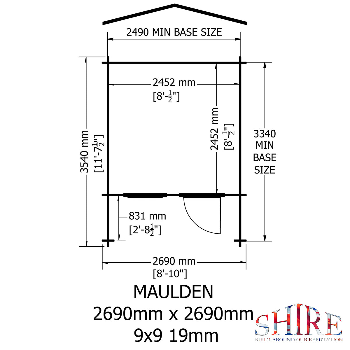 Shire Maulden with veranda 9x9 19mm Log Cabin