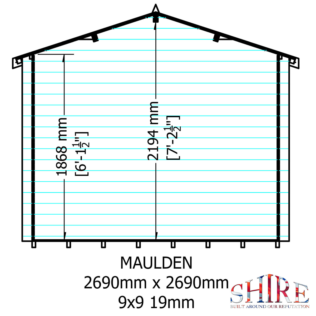 Shire Maulden with veranda 9x9 19mm Log Cabin