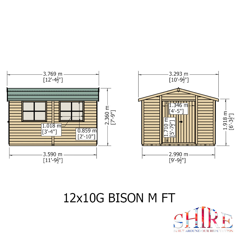 Shire Bison 12x10 Double Door Shiplap