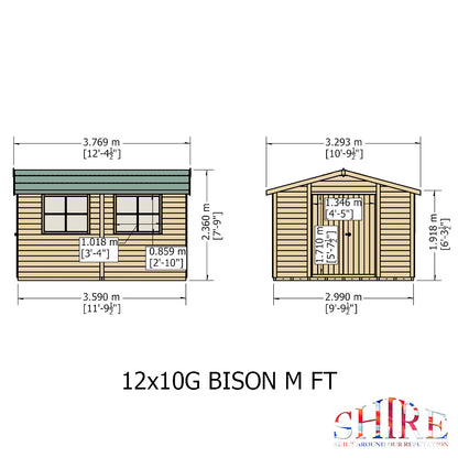 Shire Bison 12x10 Double Door Shiplap