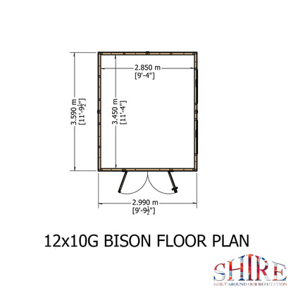 Shire Bison 12x10 Double Door Shiplap