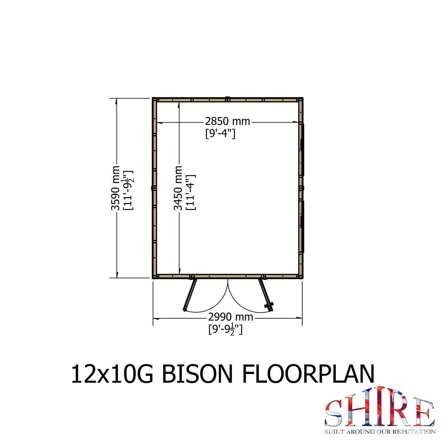 Shire Bison 12x10 Double Door Loglap