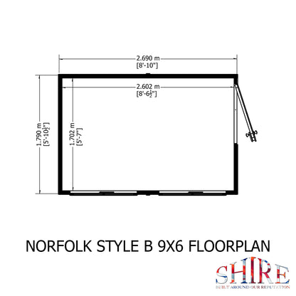 Shire Norfolk 9x6 Single Door Shiplap Style B