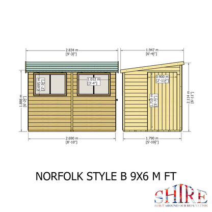Shire Norfolk 9x6 Single Door Shiplap Style B
