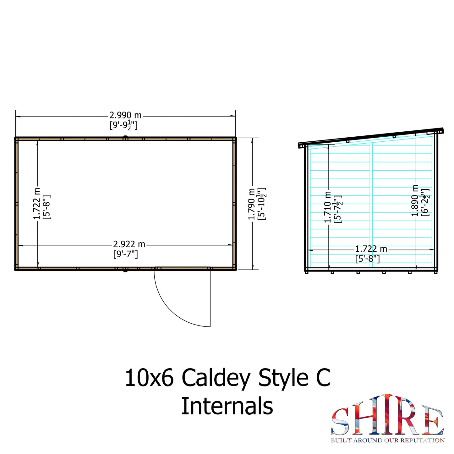 Shire Caldey Single Door 10x6 Shiplap Style C