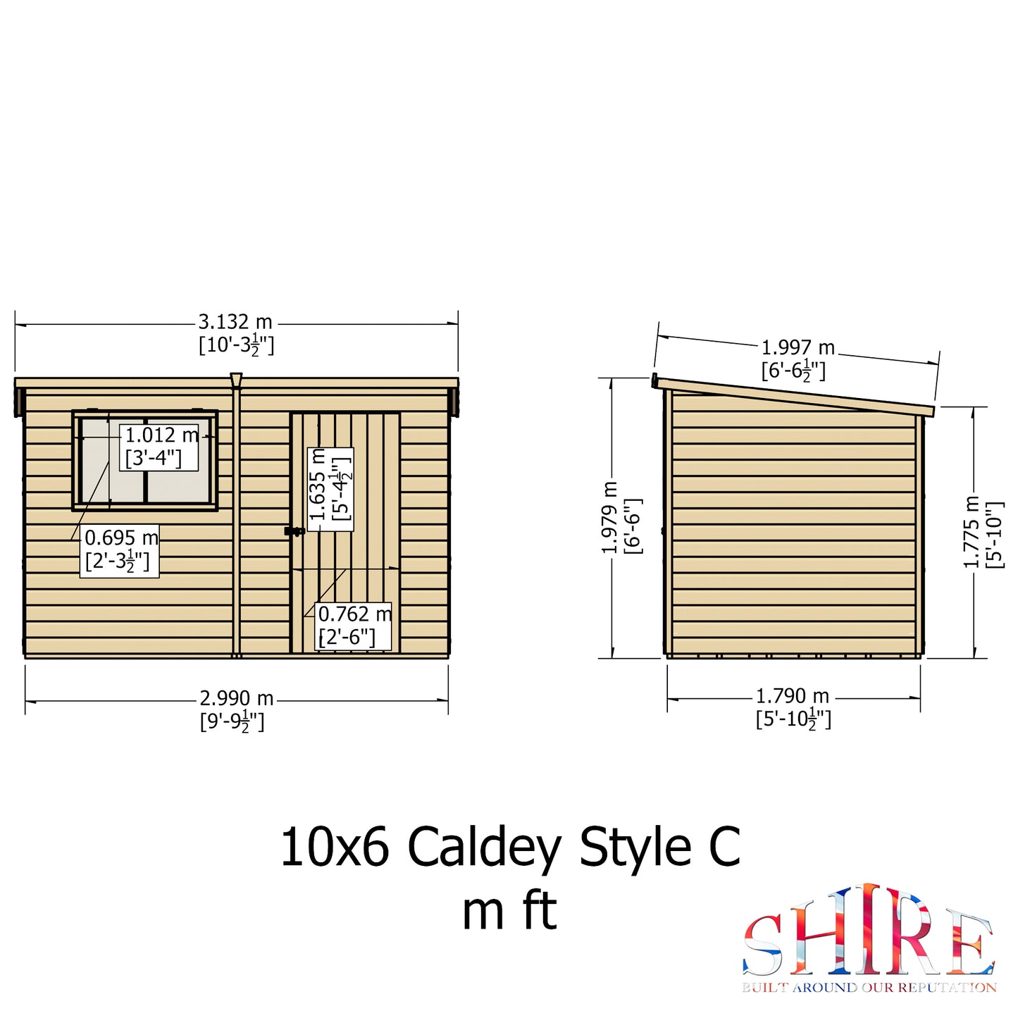 Shire CaldeySingle Door 10x6 Loglap Style C