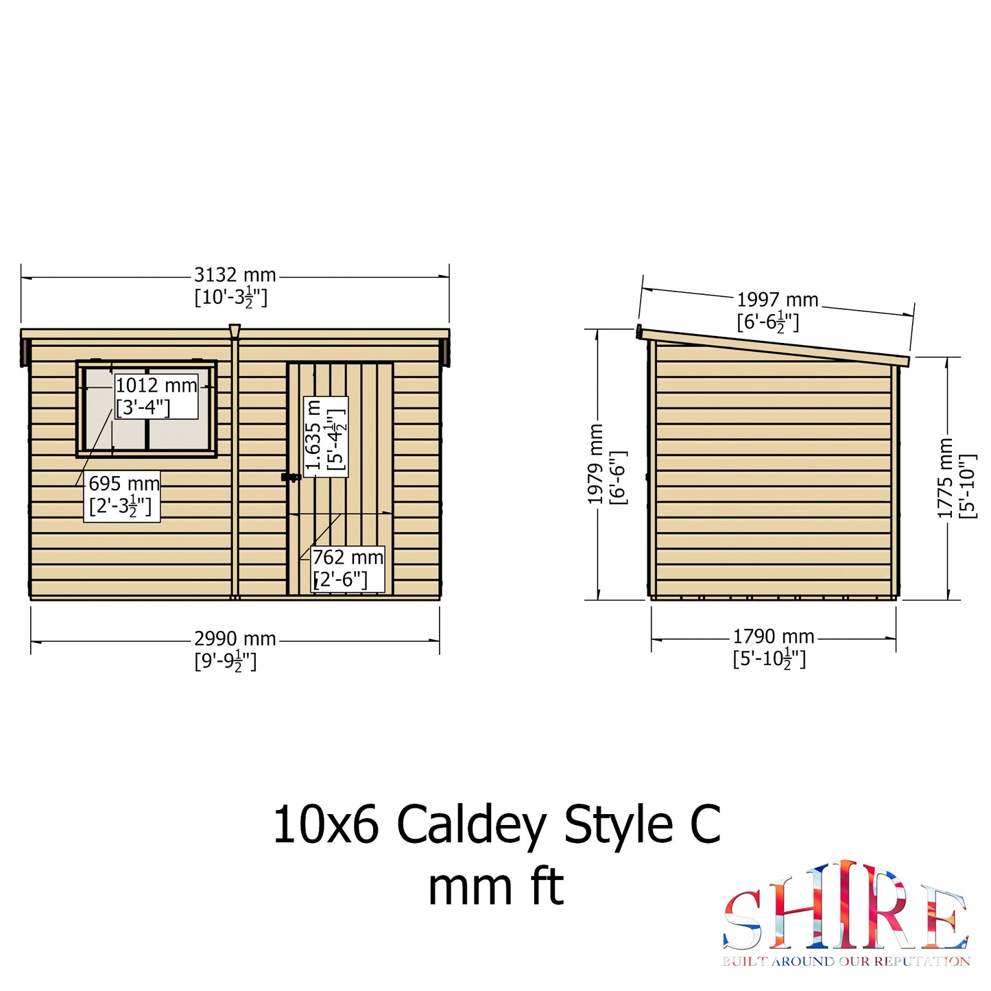 Shire CaldeySingle Door 10x6 Loglap Style C