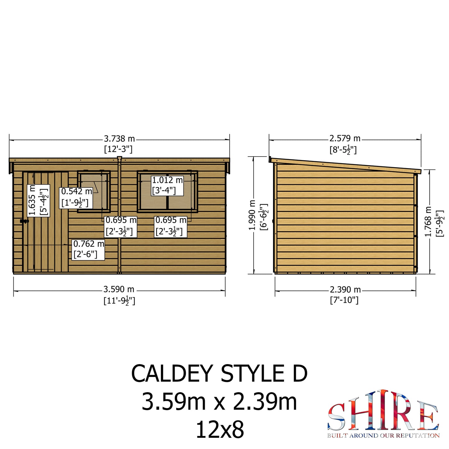 Shire Caldey Single Door 12x8 Shiplap Style D