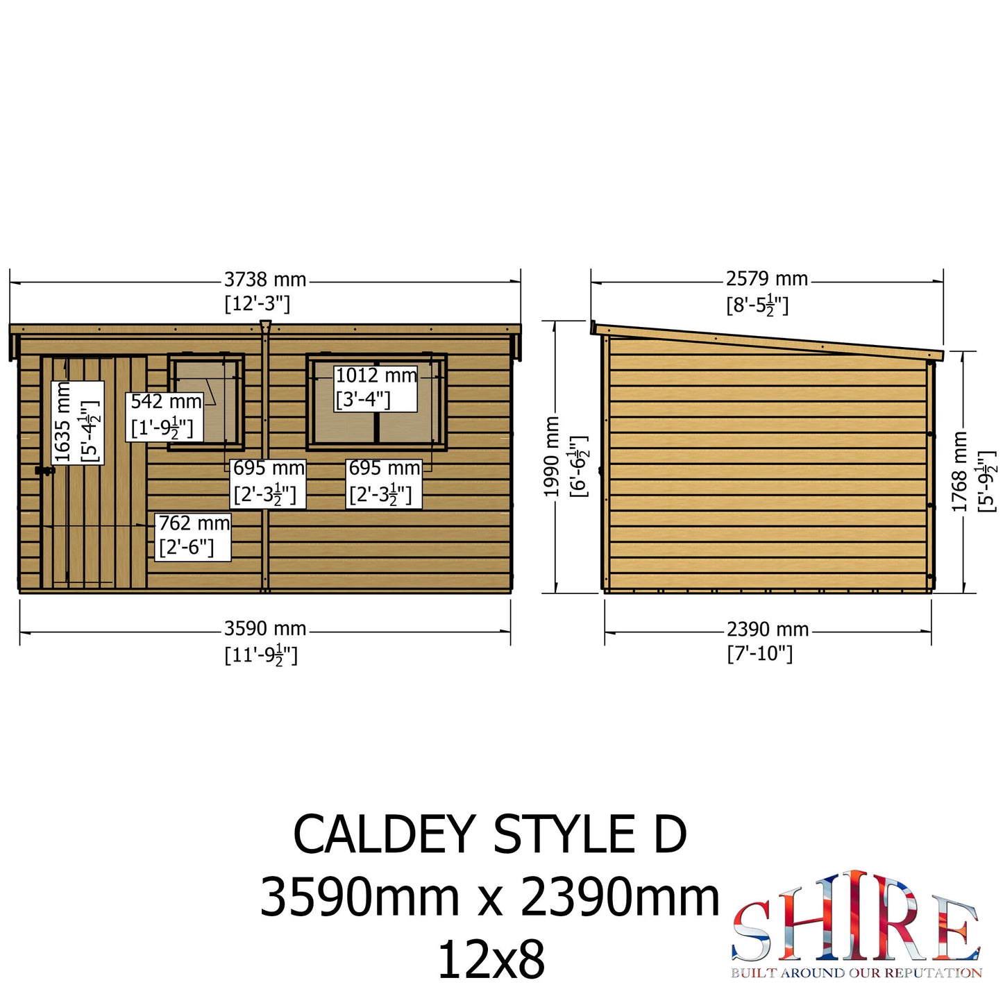 Shire Caldey Single Door 12x8 Loglap Style D