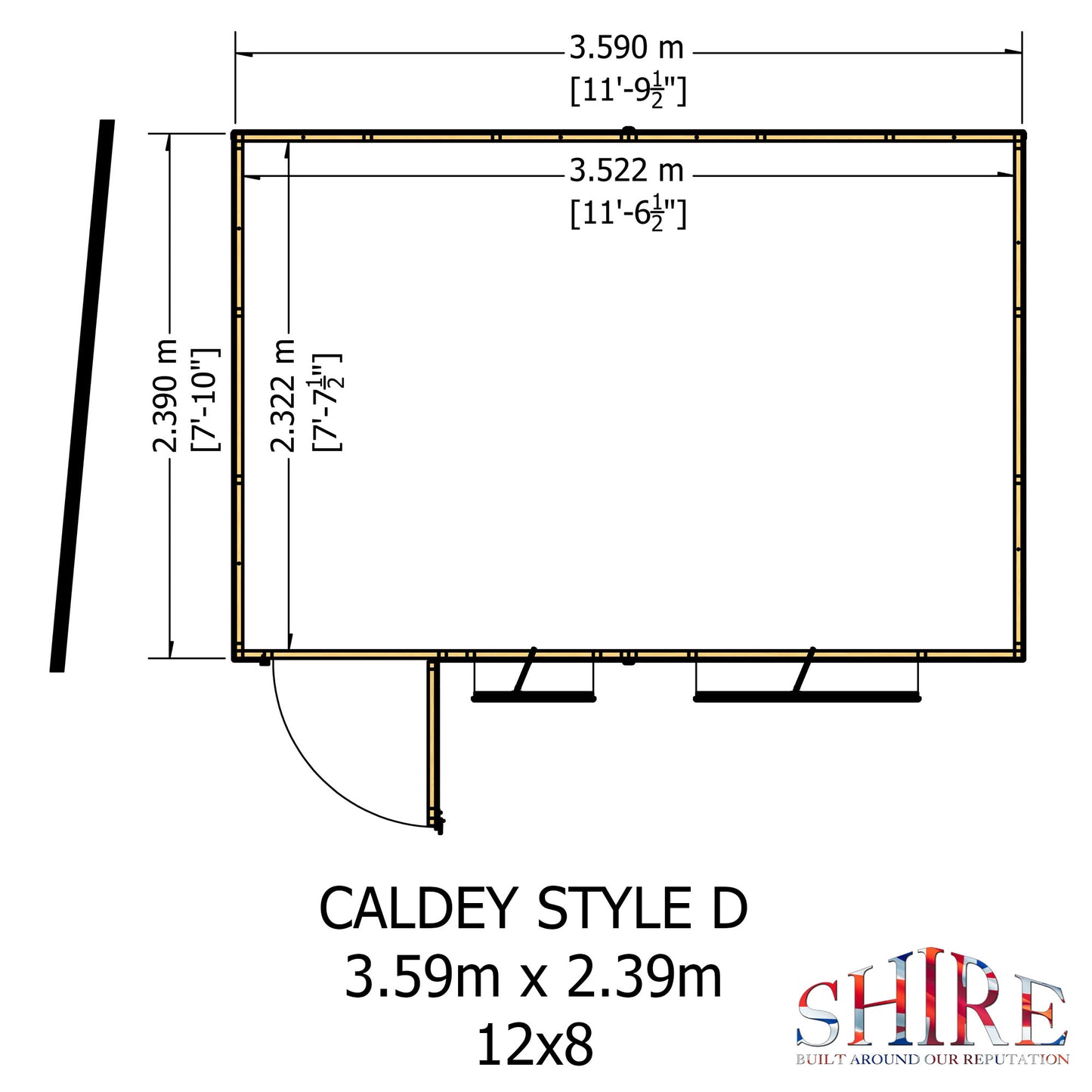 Shire Caldey Single Door 12x8 Loglap Style D