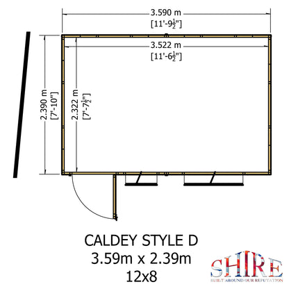 Shire Caldey Single Door 12x8 Loglap Style D