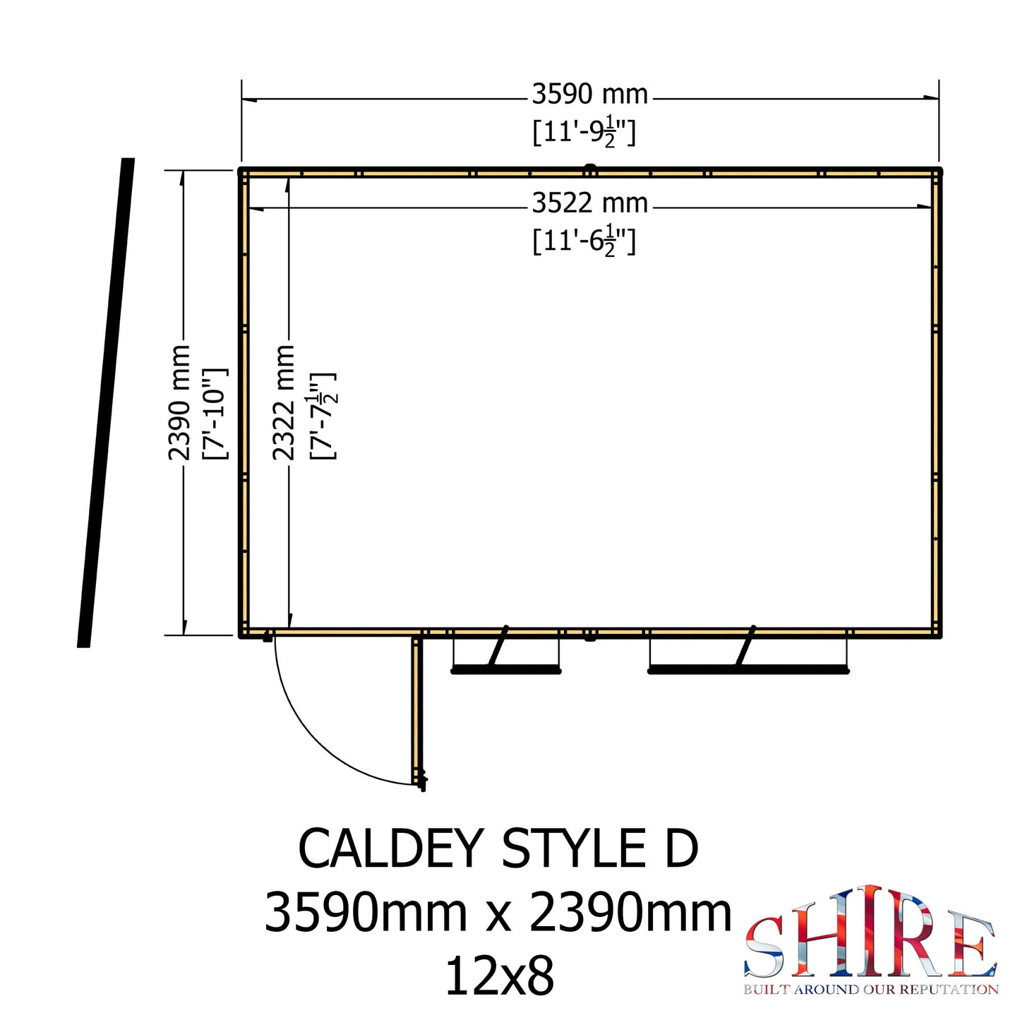 Shire Caldey Single Door 12x8 Loglap Style D