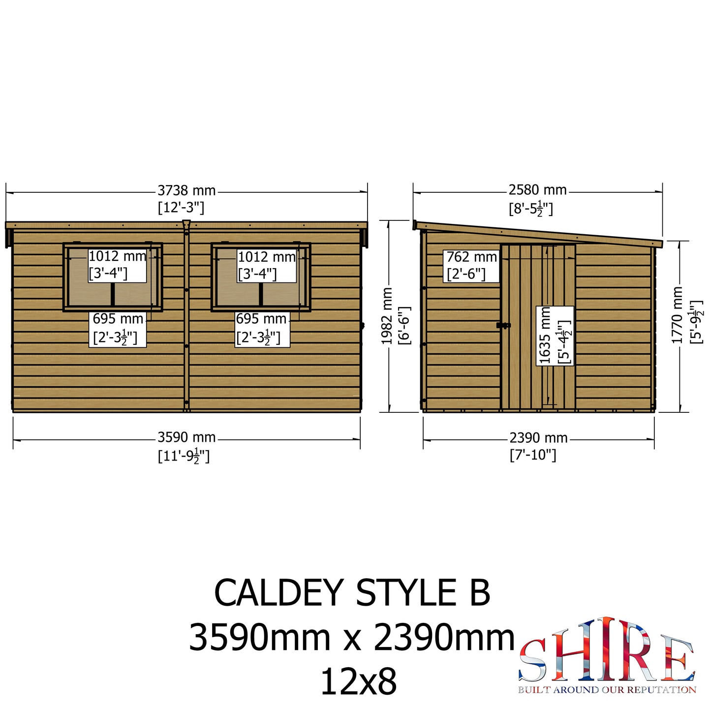 Shire Caldey Single Door 12x8 Loglap Style B