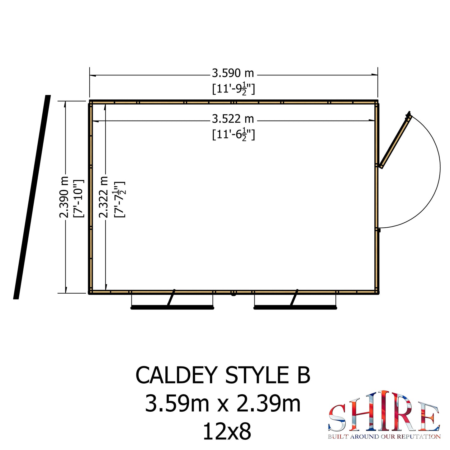 Shire Caldey Single Door 12x8 Loglap Style B