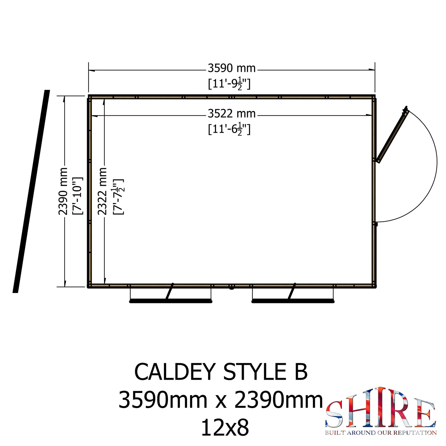 Shire Caldey Single Door 12x8 Loglap Style B