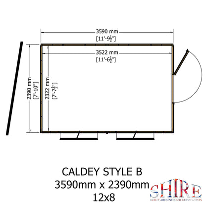 Shire Caldey Single Door 12x8 Loglap Style B