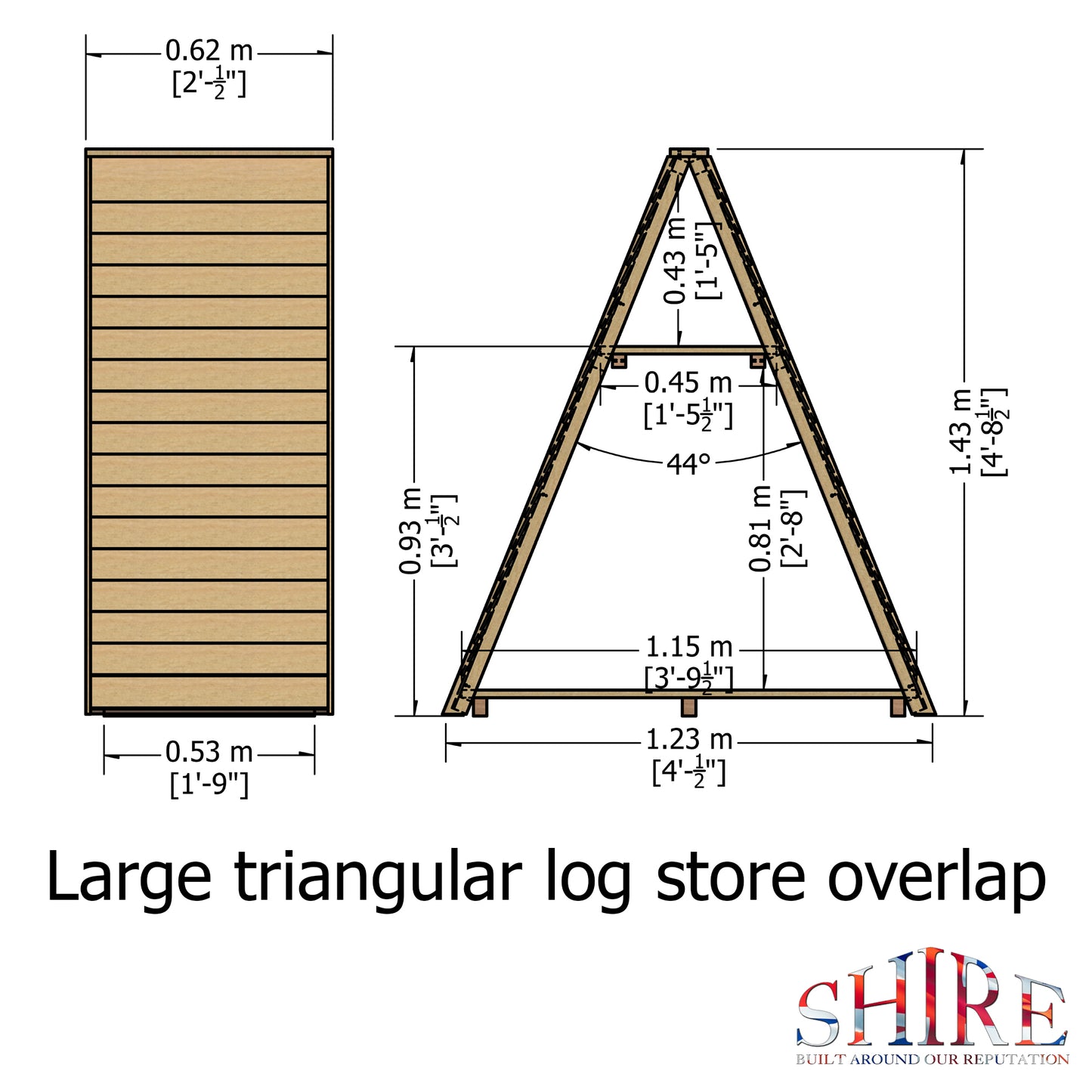 Shire Large Triangular Log Store Overlap Pressure treated