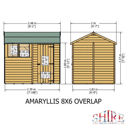 Shire Overlap 8x6 Single Door Reverse Apex Amaryllis 8x6