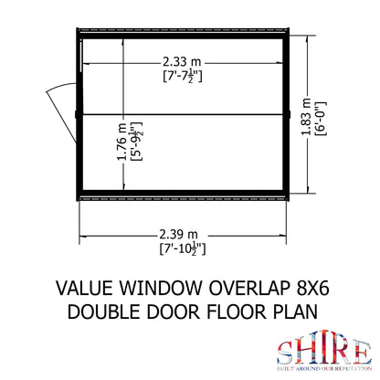 Shire Overlap 8x6 Double Door Value With Window