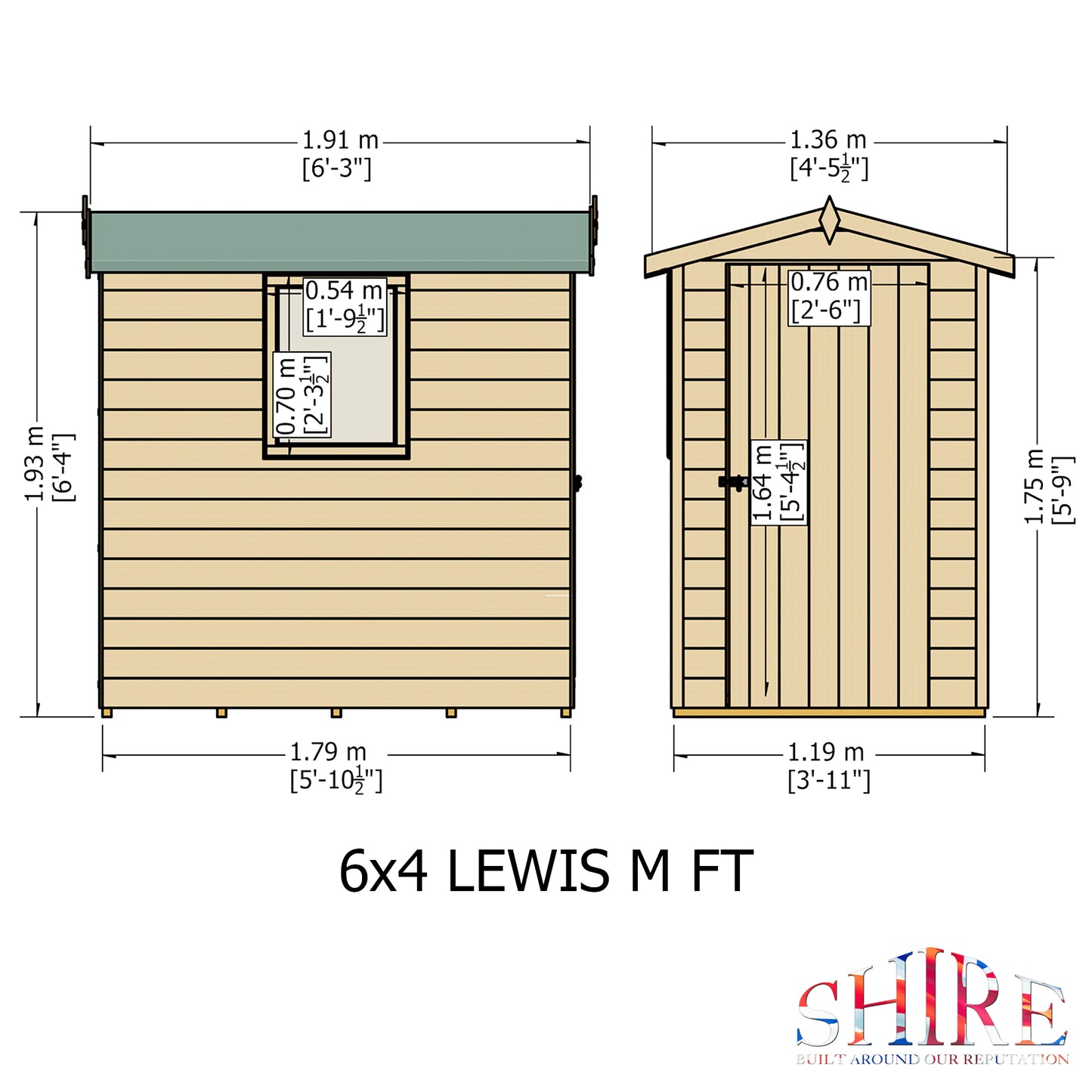 Shire Lewis 6x4 Single Door Shiplap