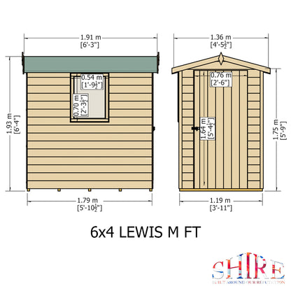 Shire Lewis 6x4 Single Door Shiplap