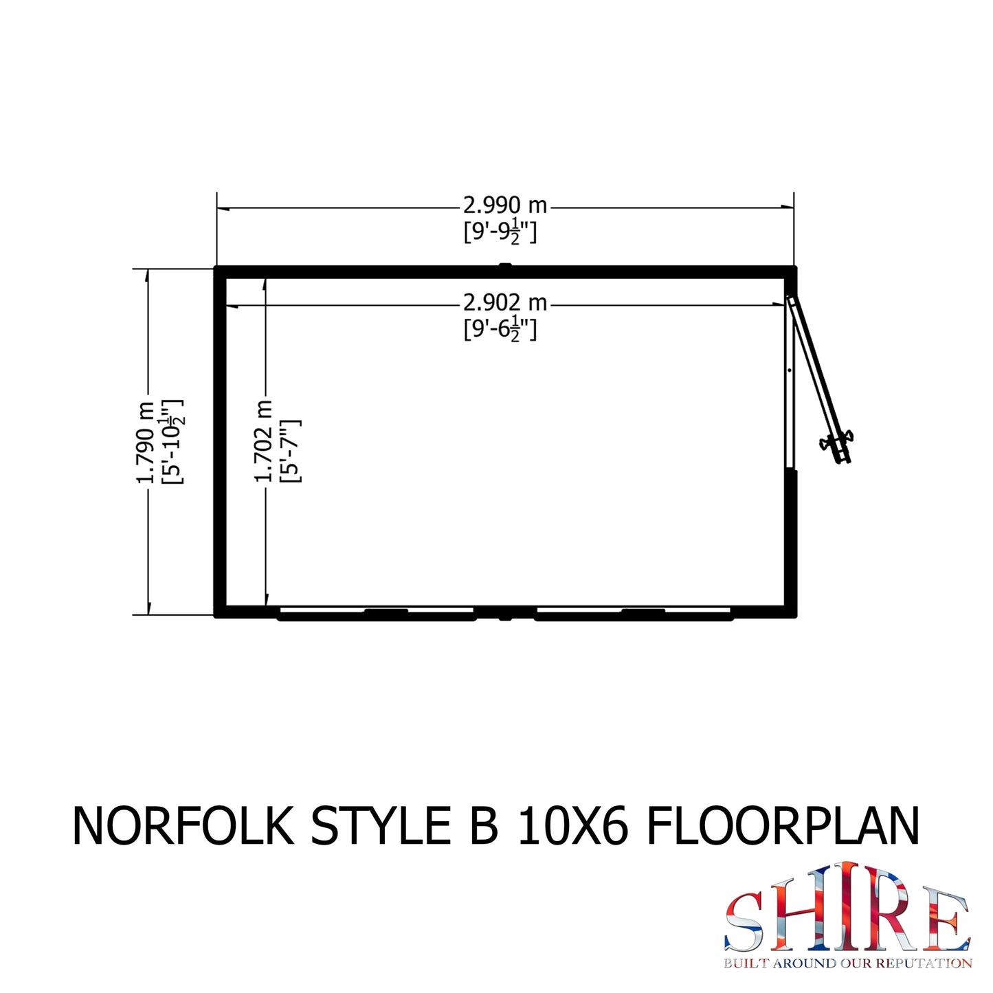 Shire Norfolk 10x6 Single Door Shiplap Style B