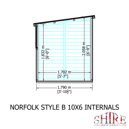 Shire Norfolk 10x6 Single Door Shiplap Style B