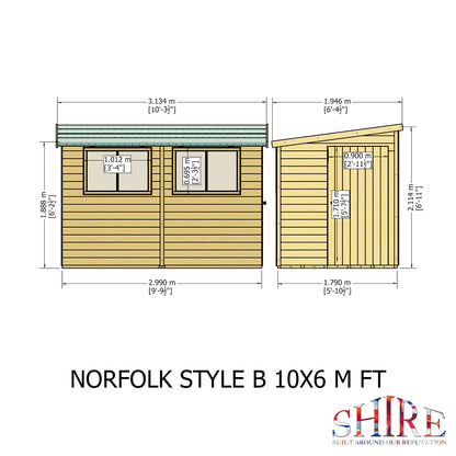 Shire Norfolk 10x6 Single Door Shiplap Style B