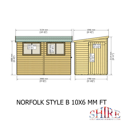 Shire Norfolk 10x6 Single Door Shiplap Style B