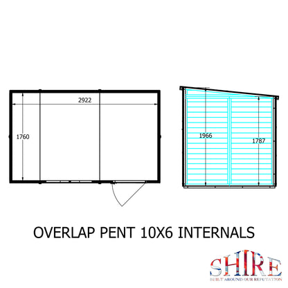 Shire Overlap Double Door Pent 10x6 D/D