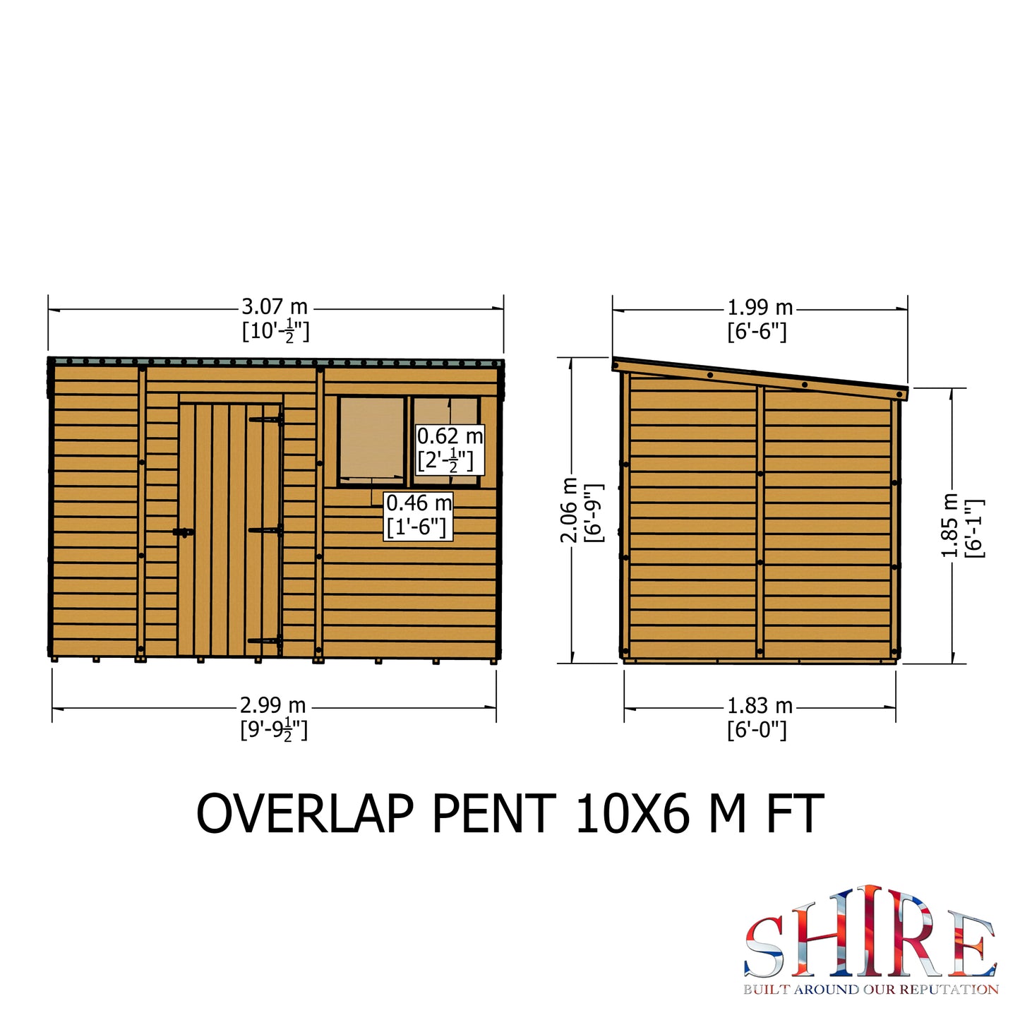 Shire Overlap Double Door Pent 10x6 D/D